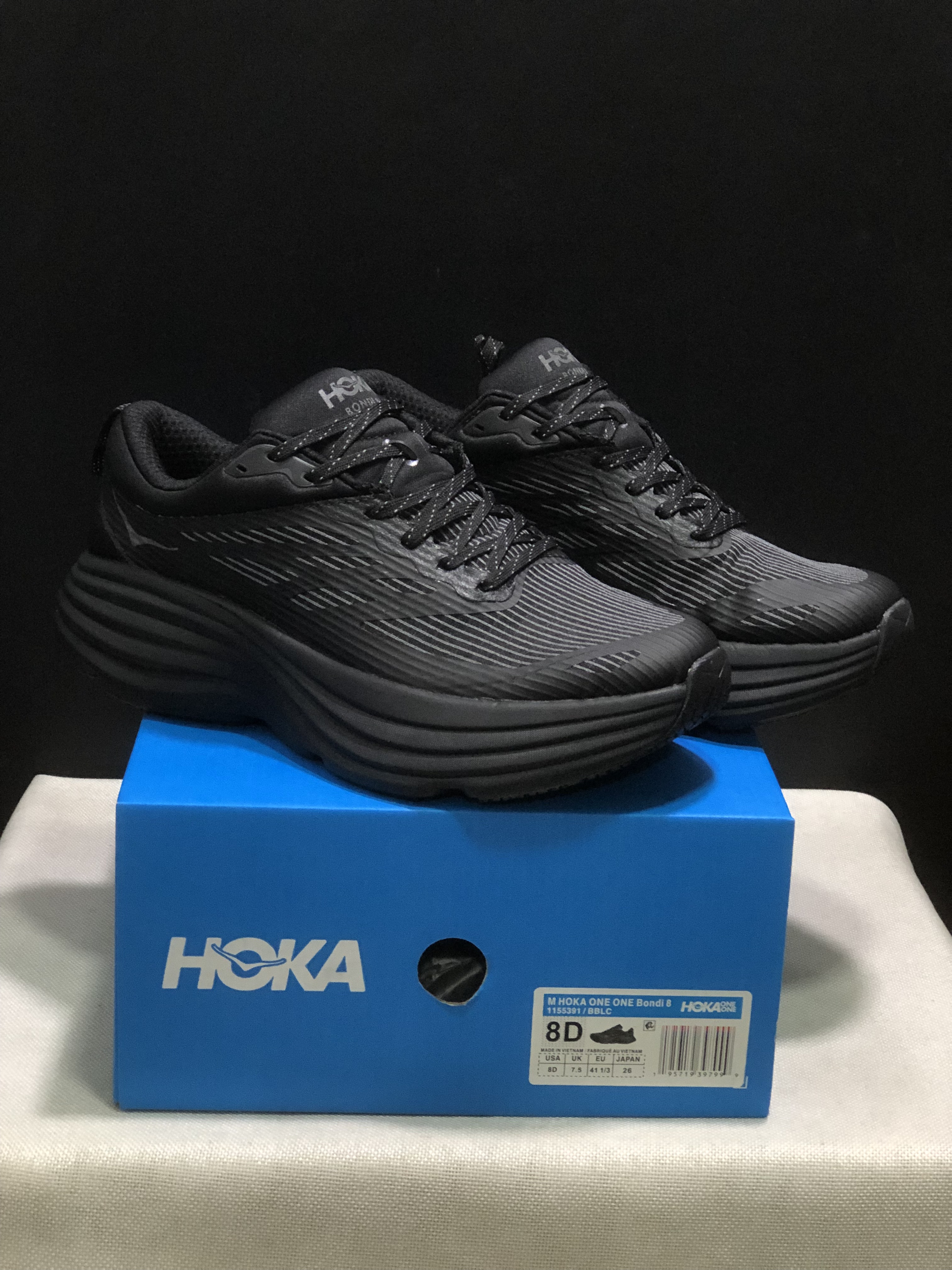 Hoka One One Bondi 8 Breathable Low-top Running Shoes Sneakers Black