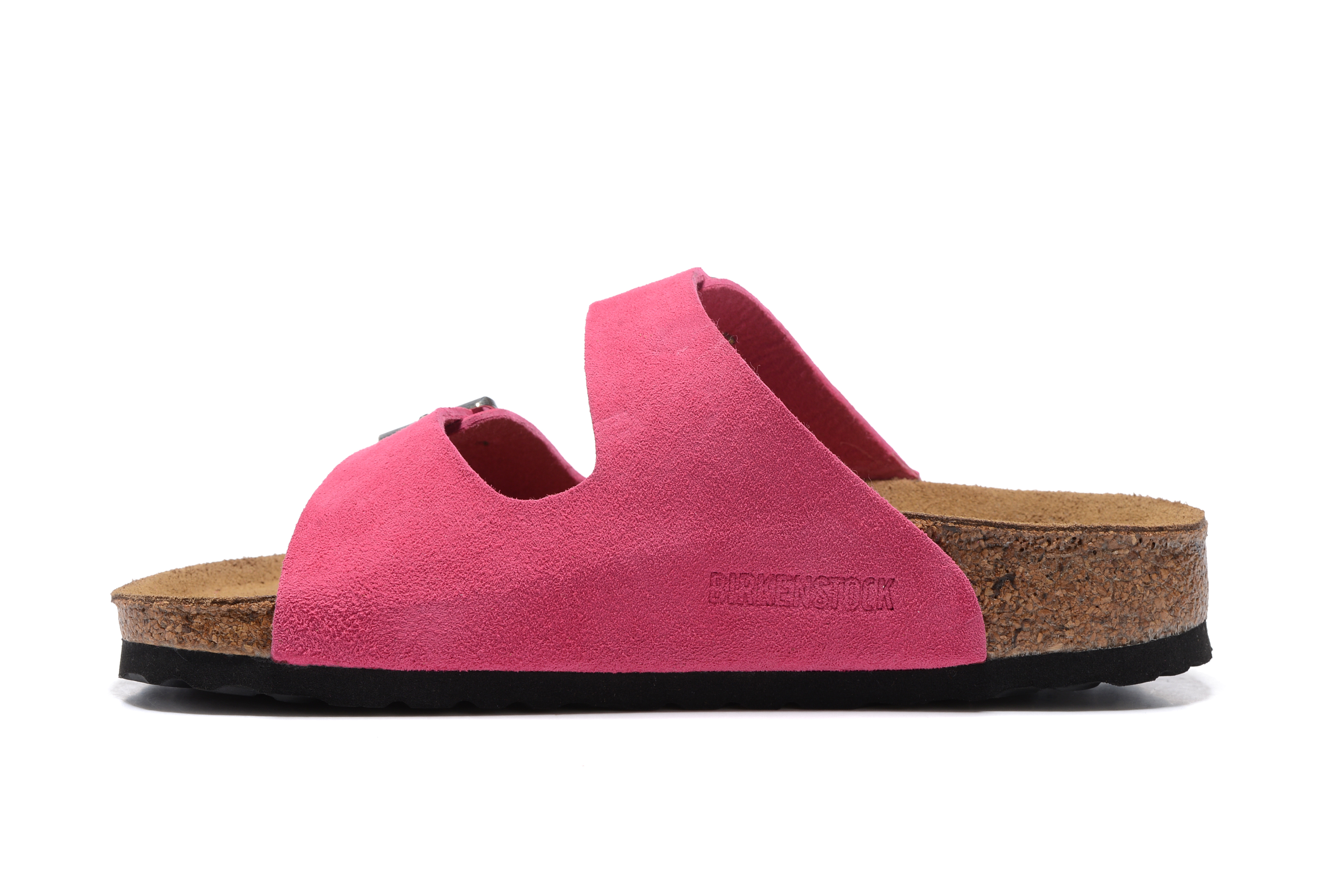 Birkenstock Arizona Rose Red Two Buckle Suede Leather Sandal