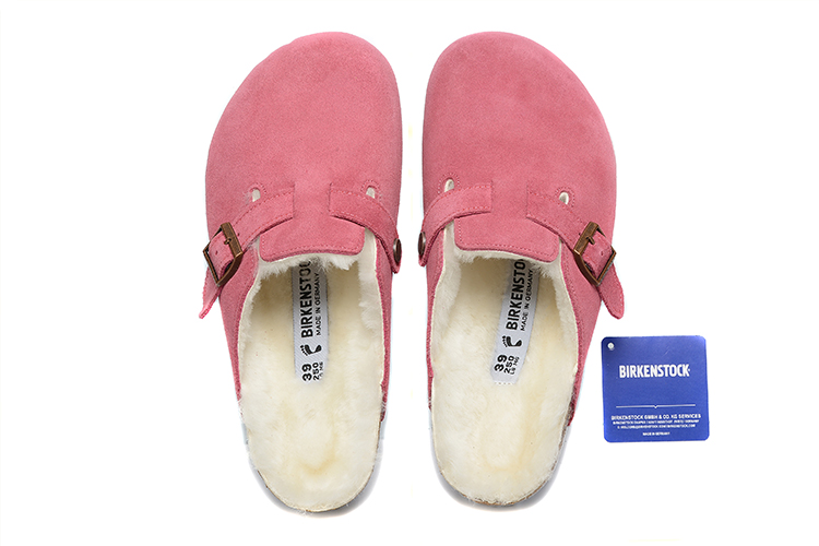 Birkenstock Pink Suede White Shearling Lining Clog Shoes