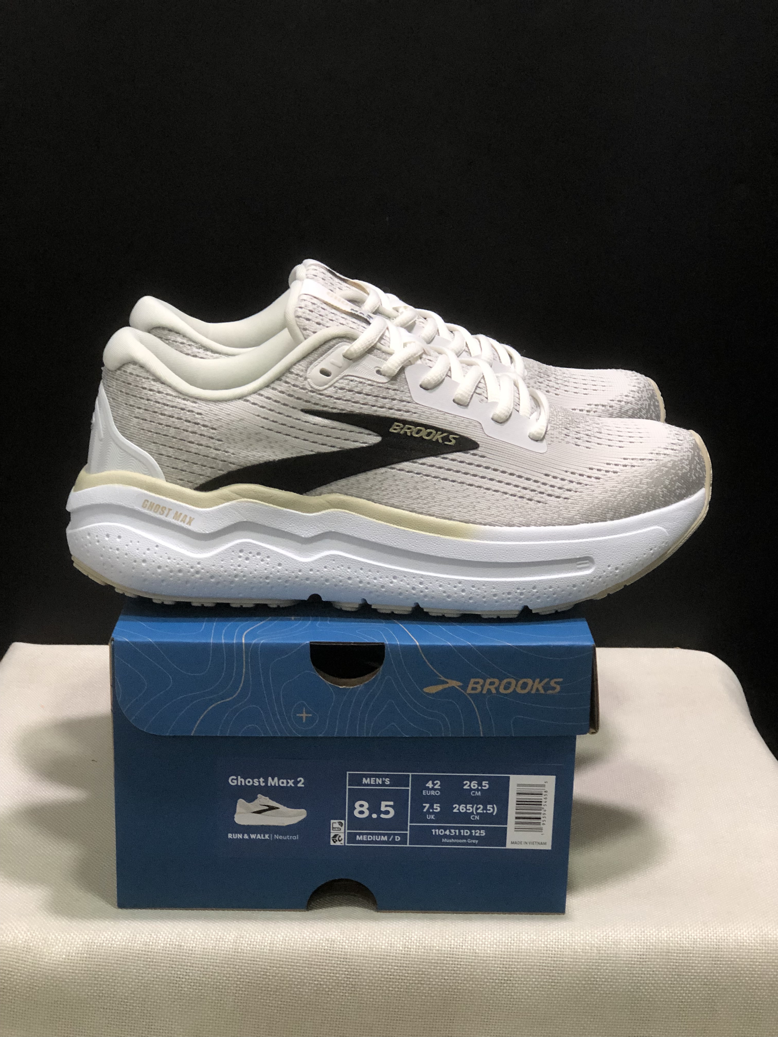 Brooks Ghost Max 2 Breathable Low-top Running Shoes Mushroom Grey