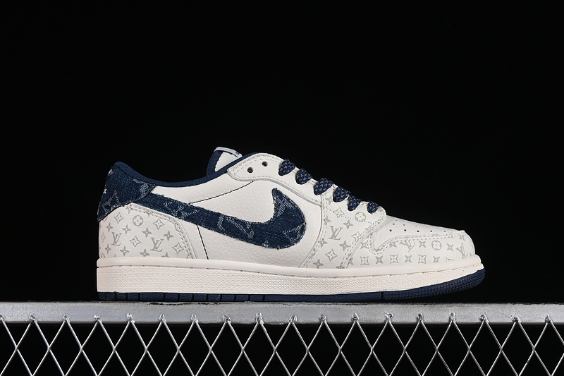 Nike Air Jordan 1 Low LV Travis Scott Fragment Design OG SP Denim Blue White Sneakers