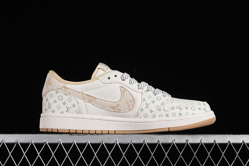 Nike Air Jordan 1 Low LV Travis Scott Fragment Design Grey Gold Sneakers