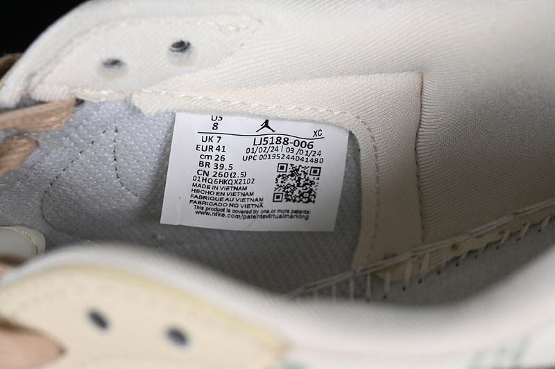 Nike Air Jordan 1 Low OG SP Travis Scott Fragment Design LV Rice Brown Yellow White Sneakers