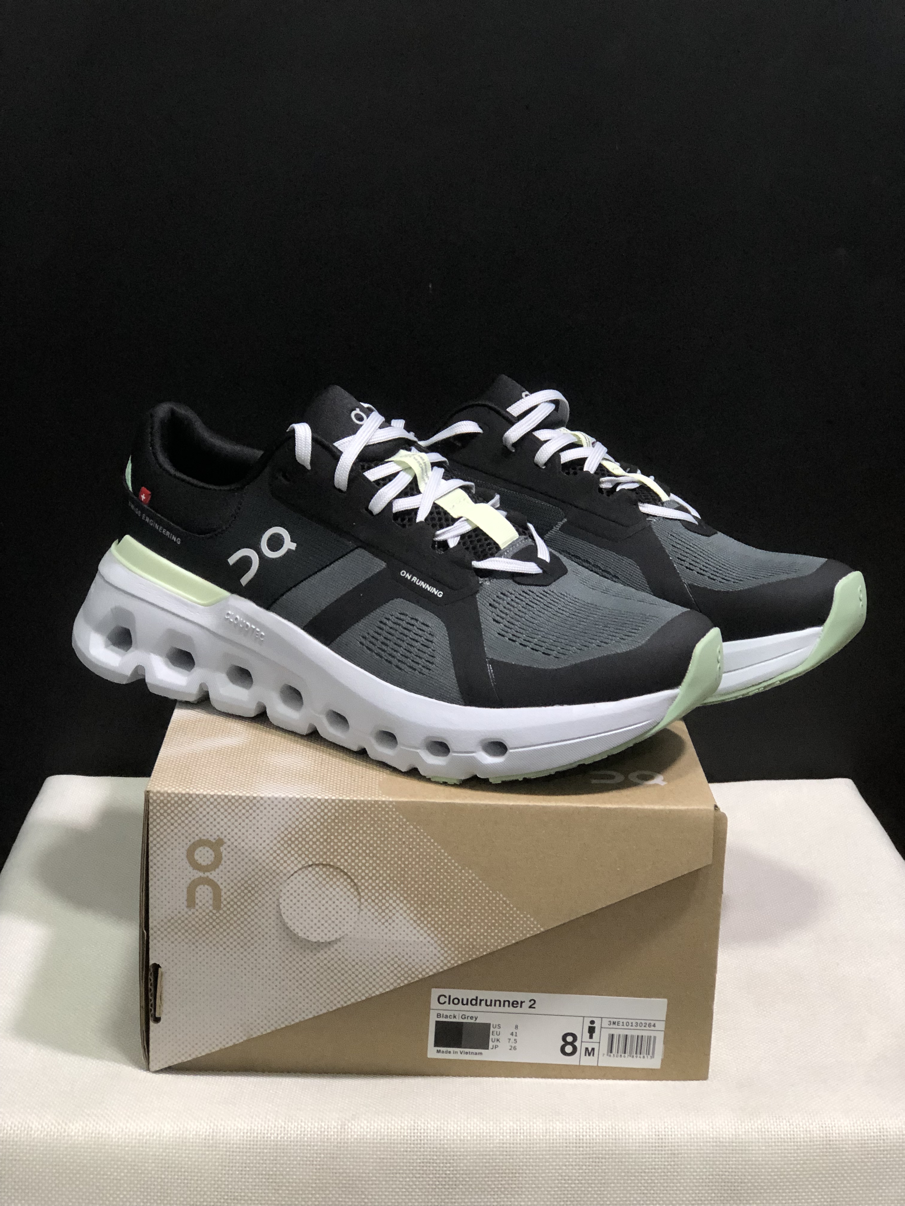 On Running Cloudrunner 2 Mesh Breathable Running Shoes Black/Grey