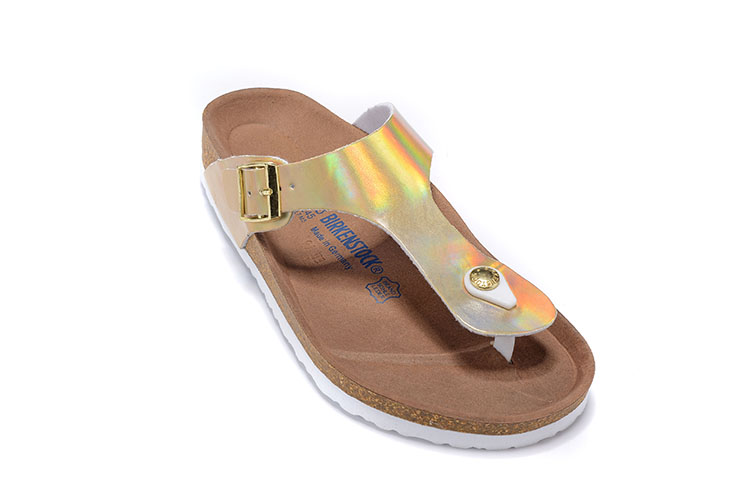 Birkenstock Gold Casual Patent Leather Flip Flops