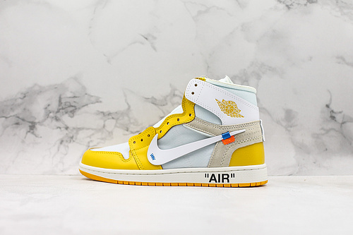 Nike Air Jordan Retro 1 Off-White Yellow White Sneakers