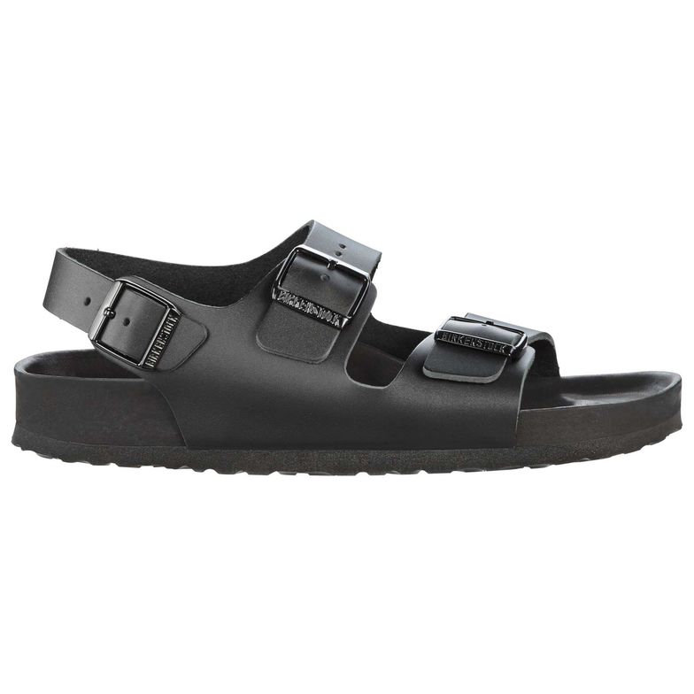 Birkenstock Two-Button Pure Black Matte Leather Sandals