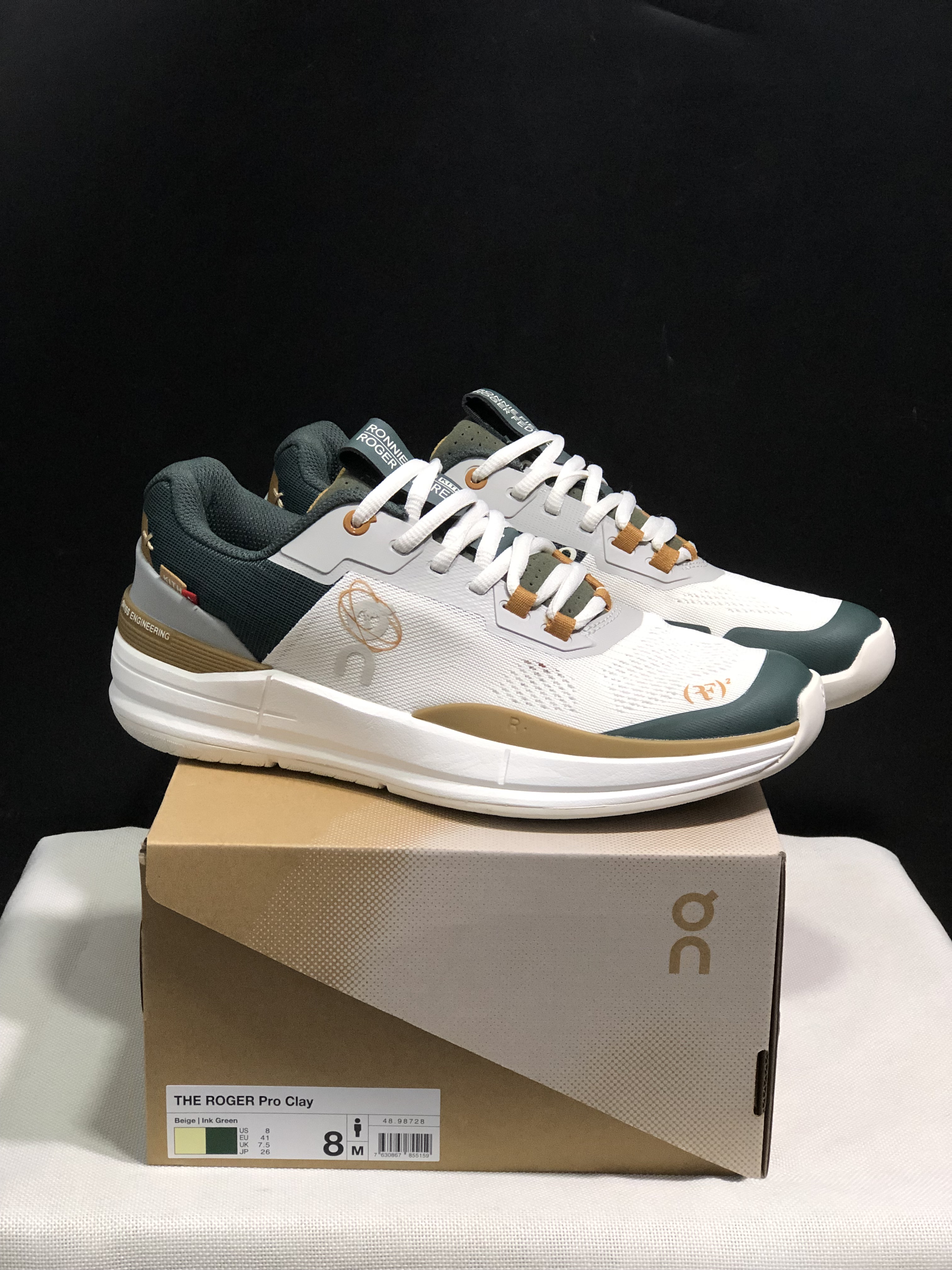 On Running The Roger Rro Durable And Breathable Tennis Shoes Beige/Ink Green