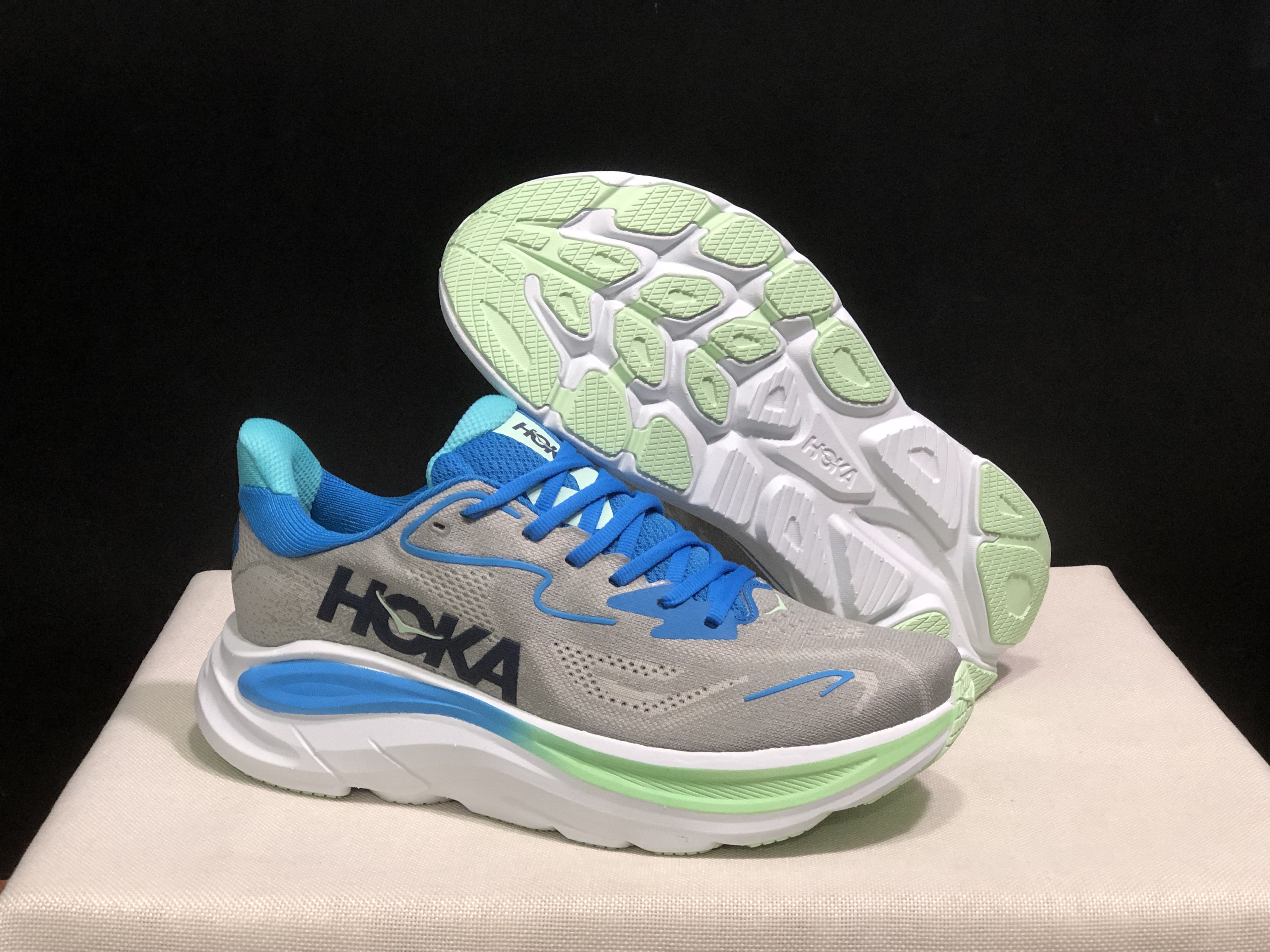 Hoka One One Clifton 10 Fashion Shoes Sneakers Gray/Blue