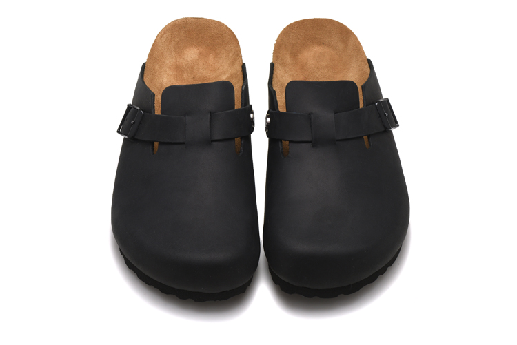 Birkenstock Black Matte Leather Clog Shoes