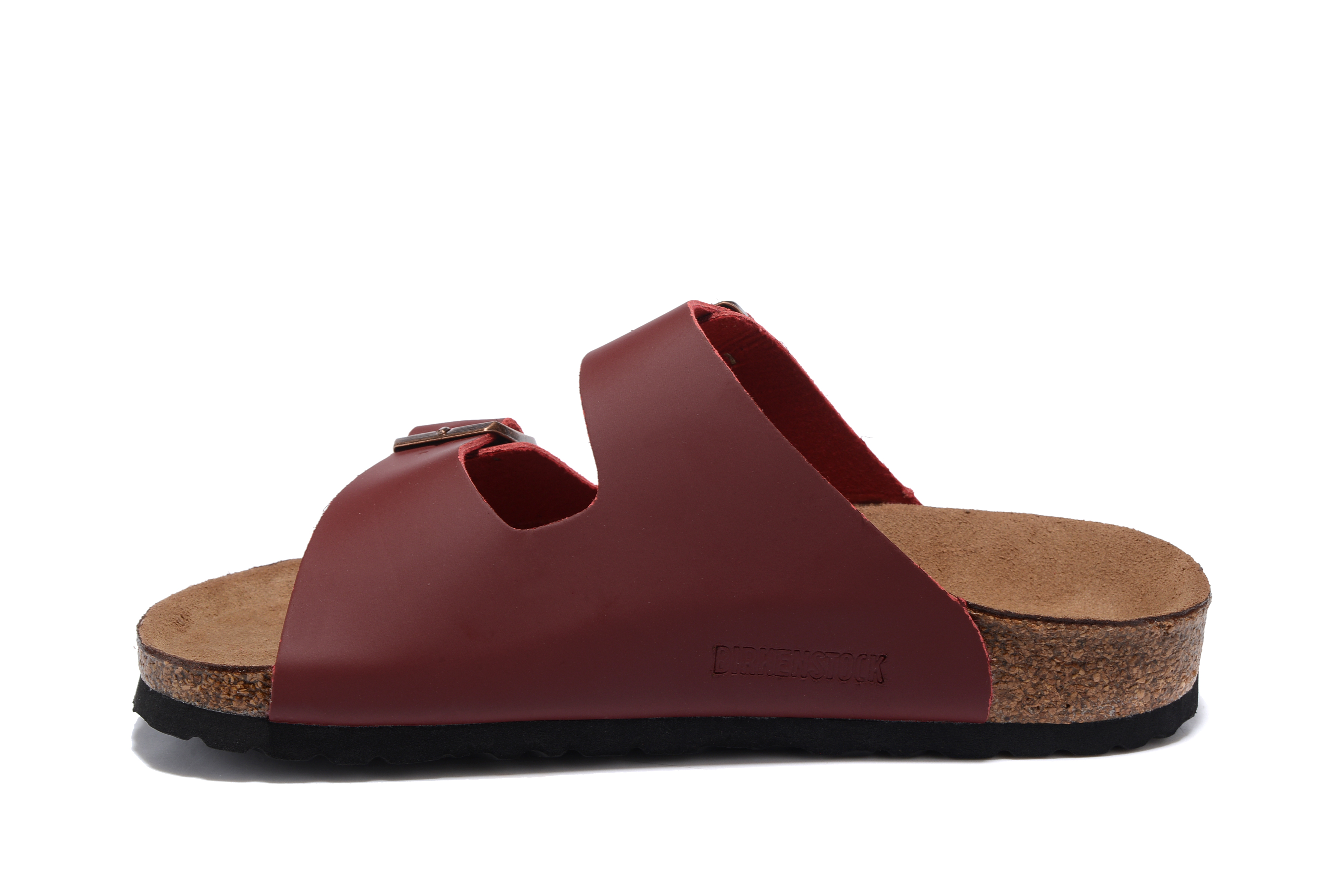 Birkenstock Arizona Wine Red Two Buckle Matte Leather Sandals