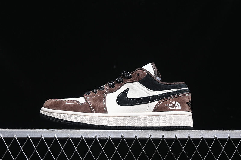 Travis Scott Fragment Design Nike Air Jordan 1 Low The North Face White Black Brown Sneakers