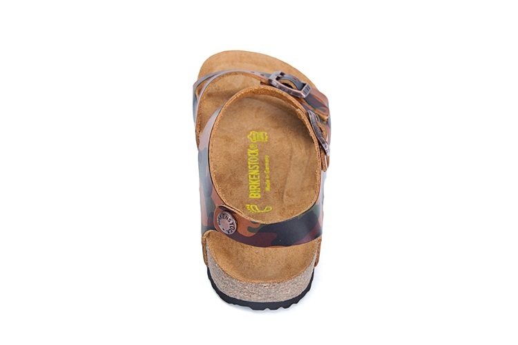 Birkenstock Single Button Brown Camouflage Matte Leather Sandals