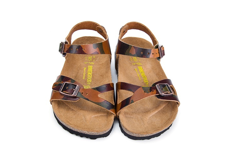 Birkenstock Single Button Brown Camouflage Matte Leather Sandals