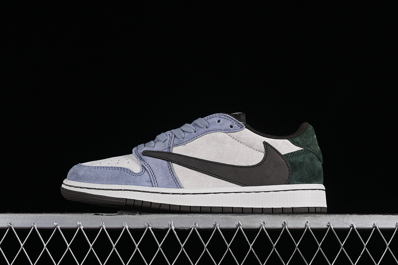 Travis Scott Nike Air Jordan 1 Low OG White Blue Brown Green Sneakers