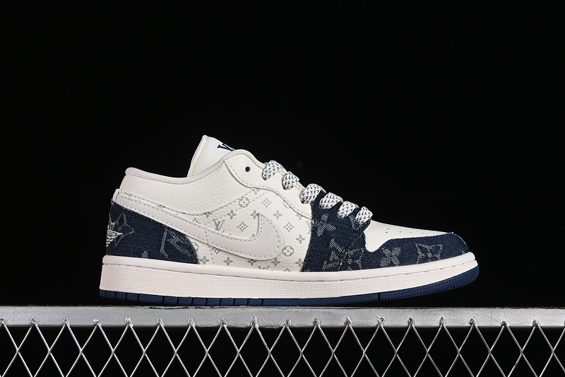 Nike Air Jordan 1 Low LV Blue Pattern Grey White Sneakers