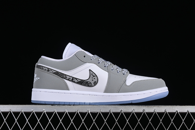 Nike Air Jordan 1 Low White Wolf Grey Aluminum Sneakers