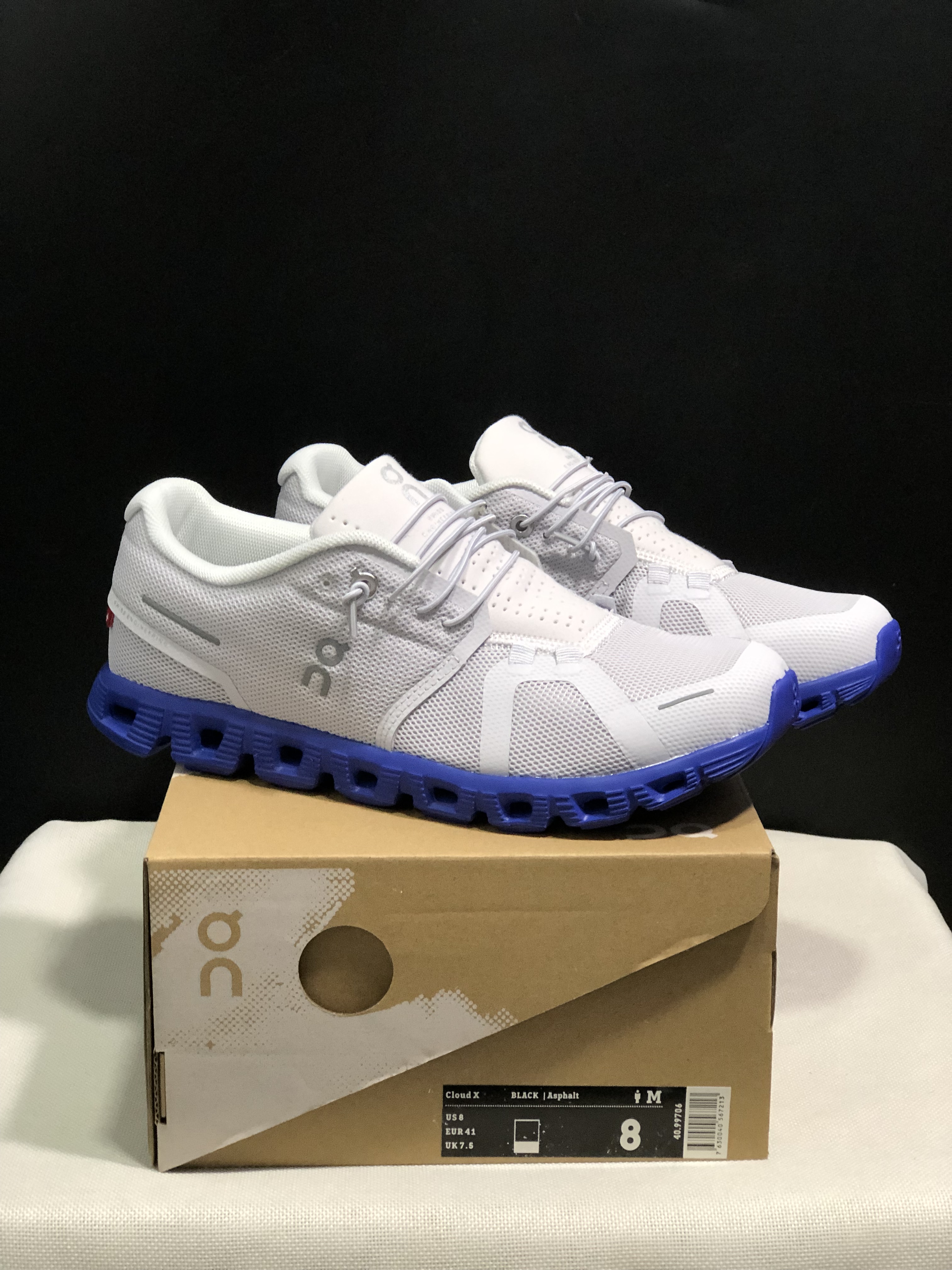 On Running Cloud 5 Lightweight Running Shoes Misty White/Indigo Blue