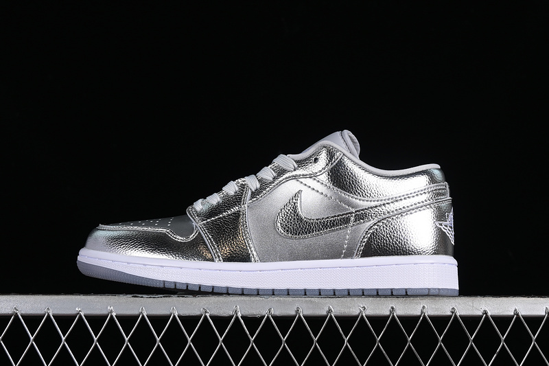 Nike Air Jordan 1 Low Metallic Silver Photon Dust Wolf Grey Sneakers