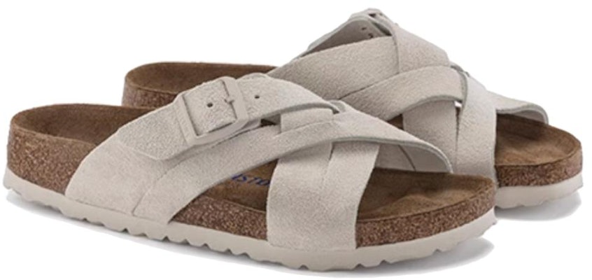 Birkenstock Lugano 1024560 Soft Footbed Suede Narrow Fit Khaki Sandals