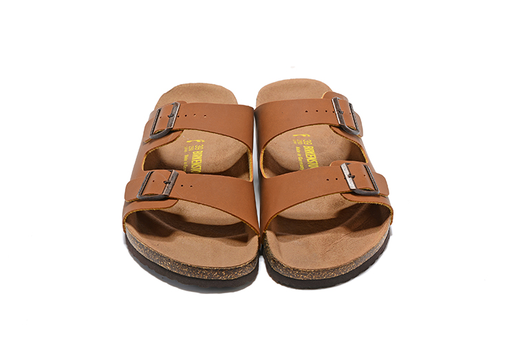 Birkenstock Two-Button Dark Brown Suede Leather Slippers