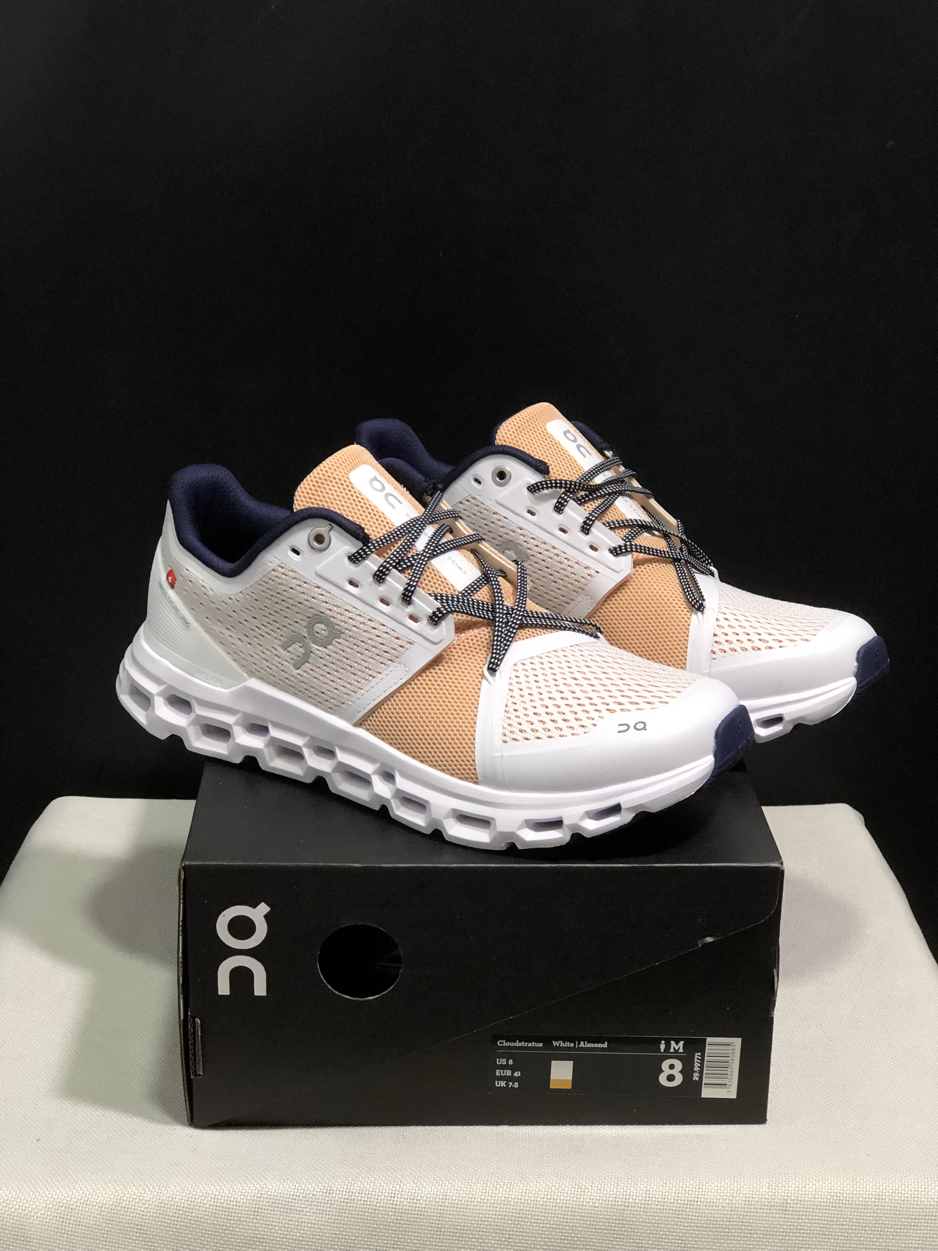 On Running Cloudstratus Shock-Absorbing And Breathable Running Shoes Almond/Orange