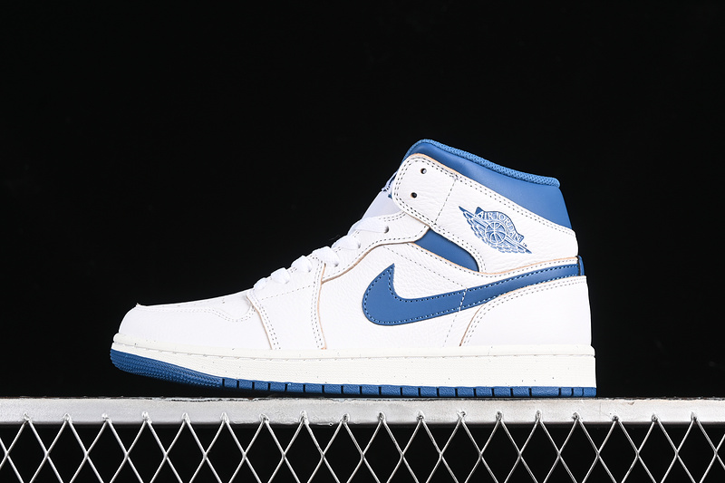 Nike Air Jordan 1 Mid Industrial Blue White Sneakers