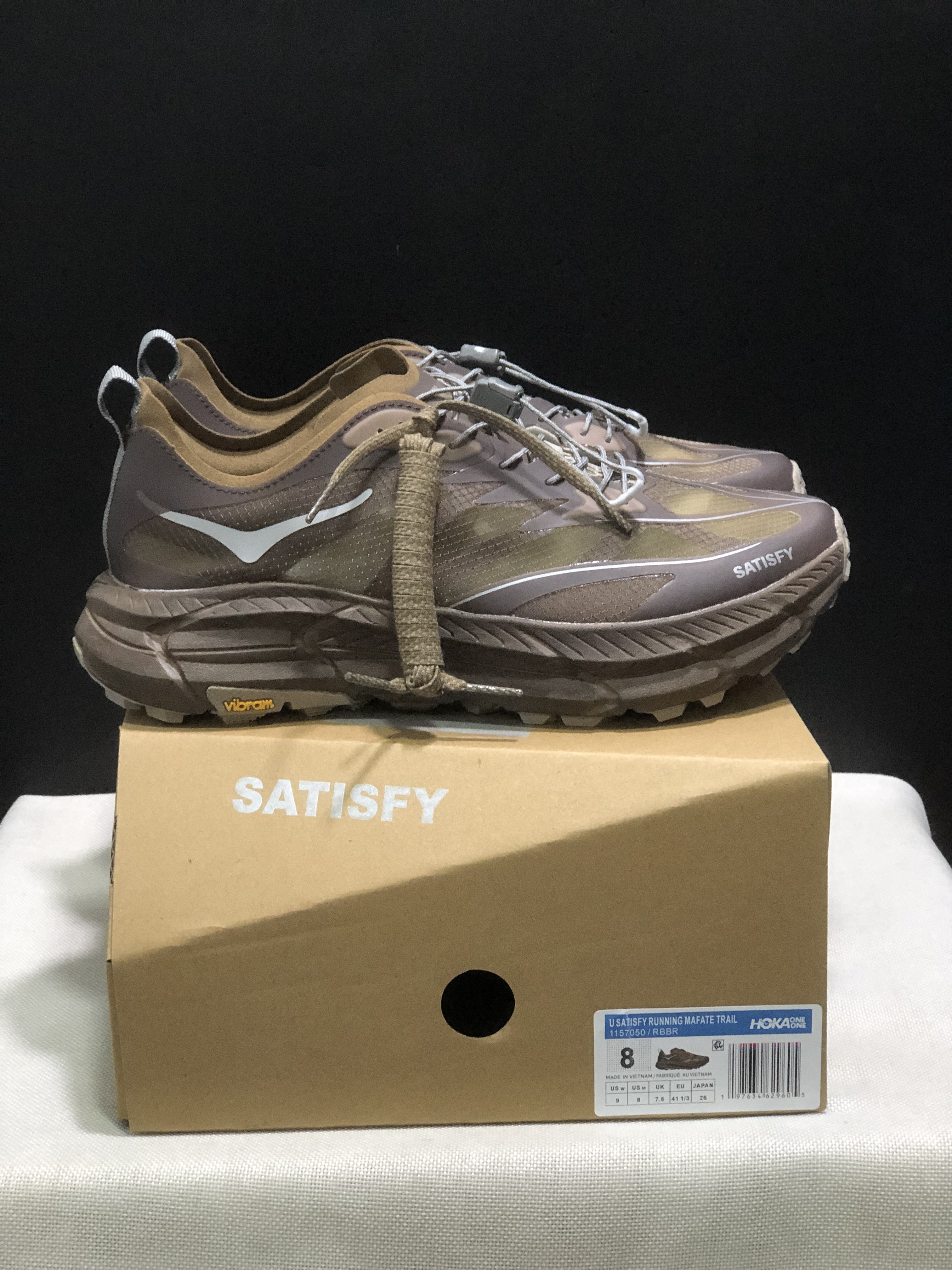 Hoka One One Satisfy x Mafate Speed 4 Breathable Fashion Running Shoes Sneakers Brown