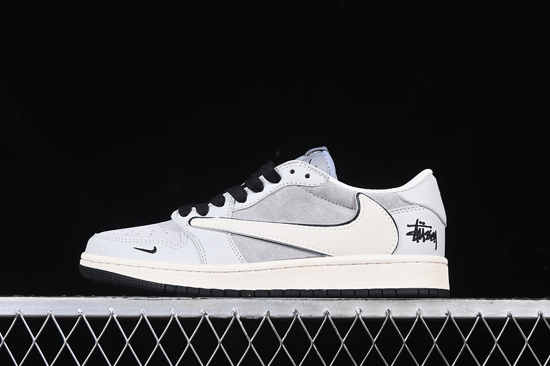 Travis Scott Fragment Design Nike Air Jordan 1 Low OG SP White Grey Black Sole Sneakers