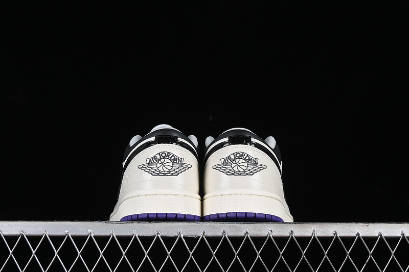 Nike Air Jordan 1 Low White Black Dark Purple Sneakers