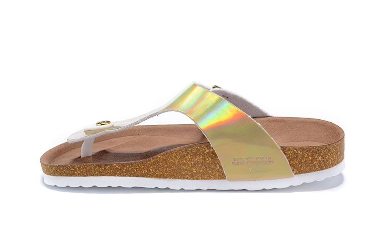 Birkenstock Gold Casual Patent Leather Flip Flops