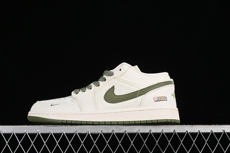 Nike Air Jordan 1 Low GUCCI Green Sole White Sneakers