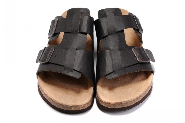 Birkenstock Two-Button Black Matte Leather Personality Slippers