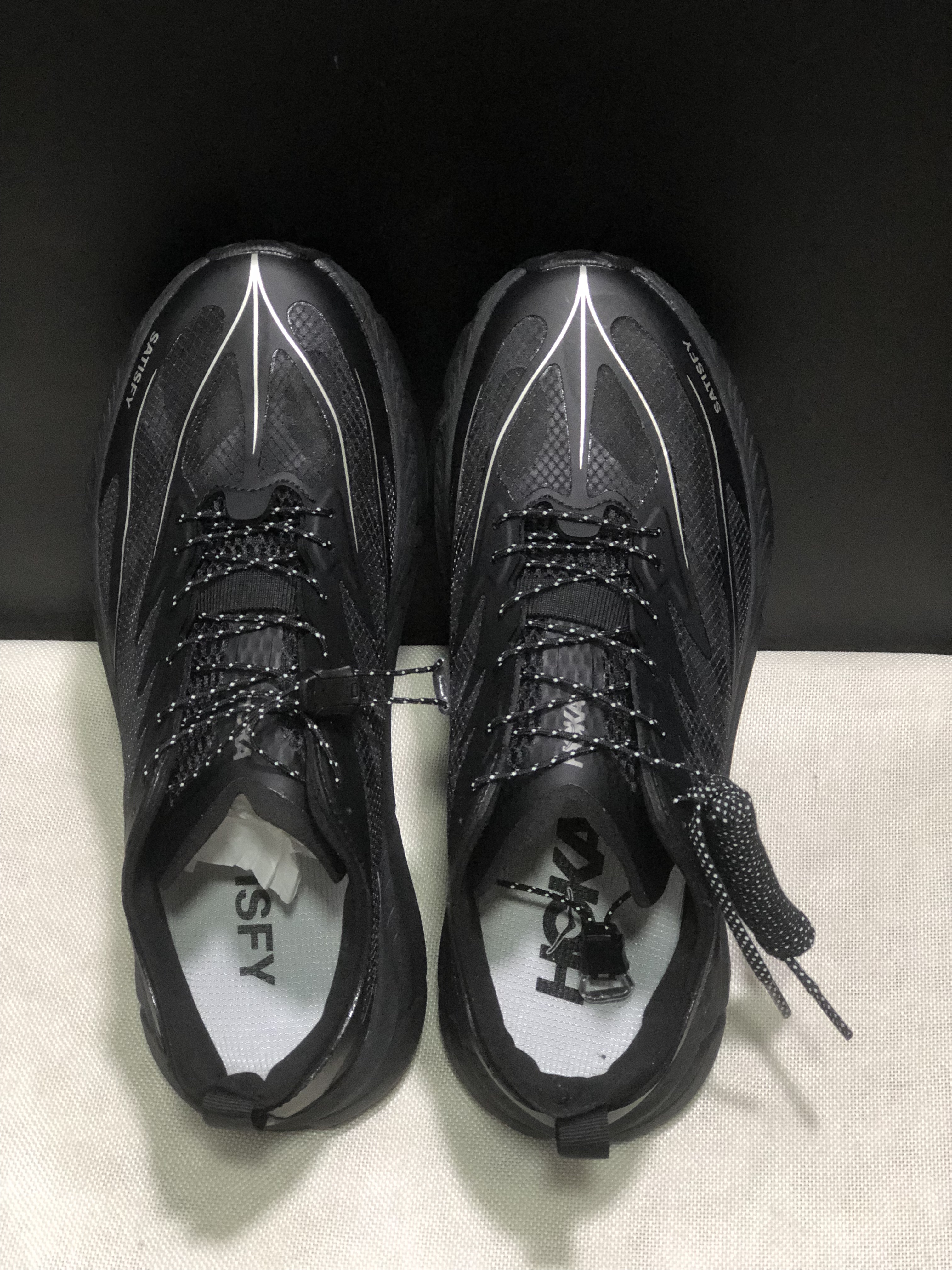 Hoka One One Satisfy x Mafate Speed 4 Black Breathable Fashion Running Shoes Sneakers