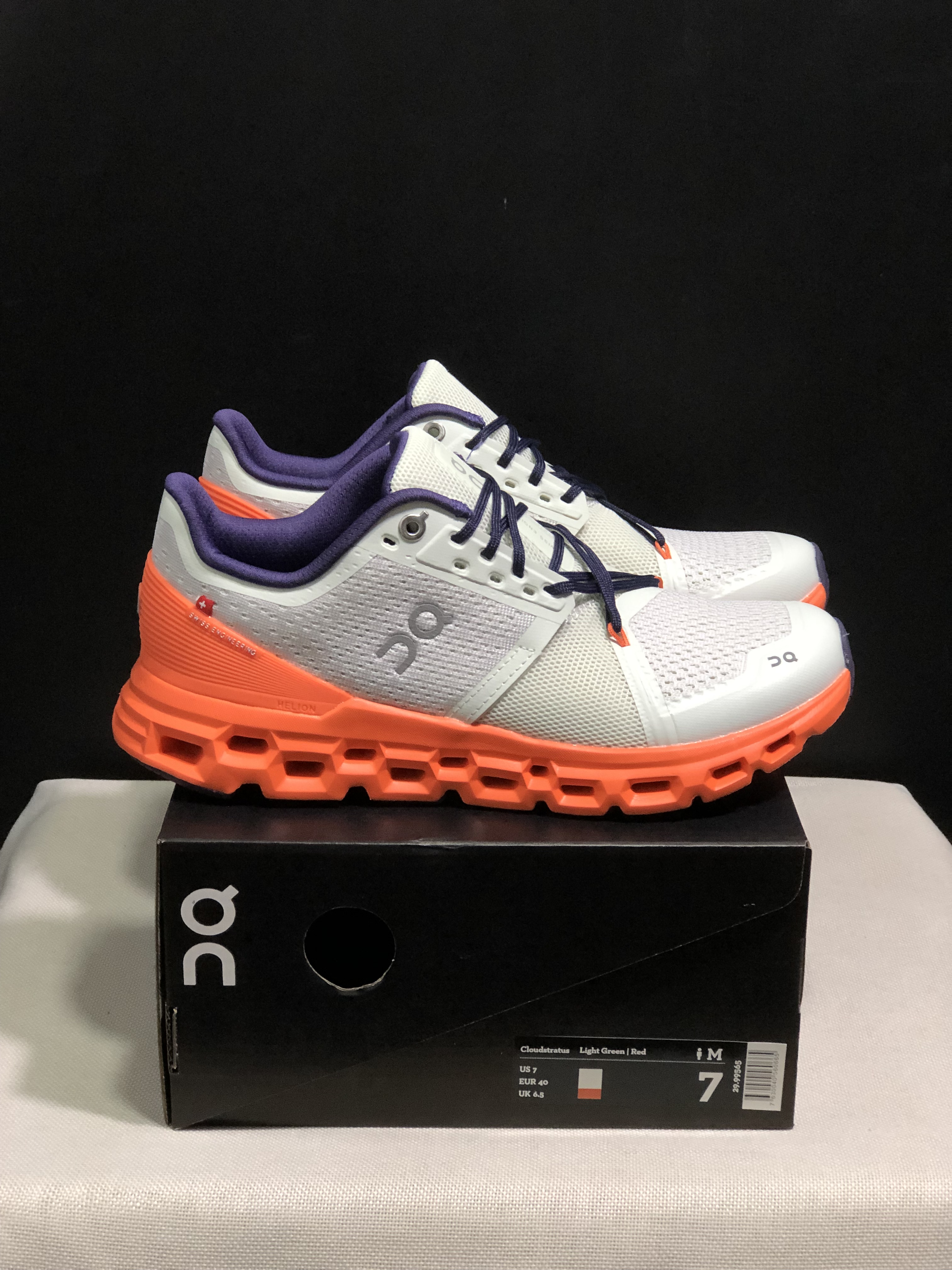 On Running Cloudstratus Shock-Absorbing And Breathable Running Shoes Light Grey/Orange
