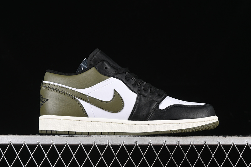 Nike Air Jordan 1 Low Medium Olive Black White Green Multicolour Sneakers
