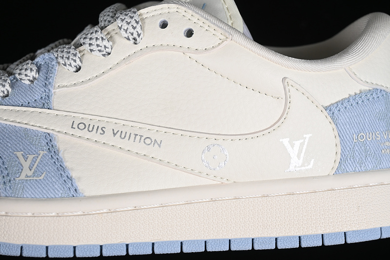 Nike Air Jordan 1 Low OG SP Travis Scott Fragment Design LV White Blue Sneakers
