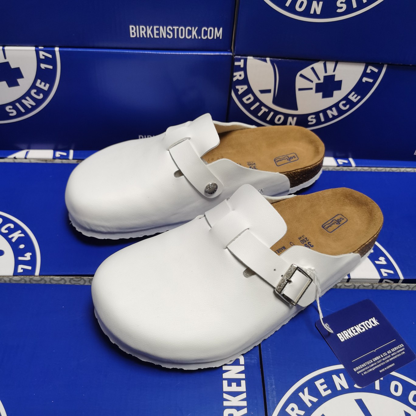 Birkenstock White Matte Leather Clog Shoes