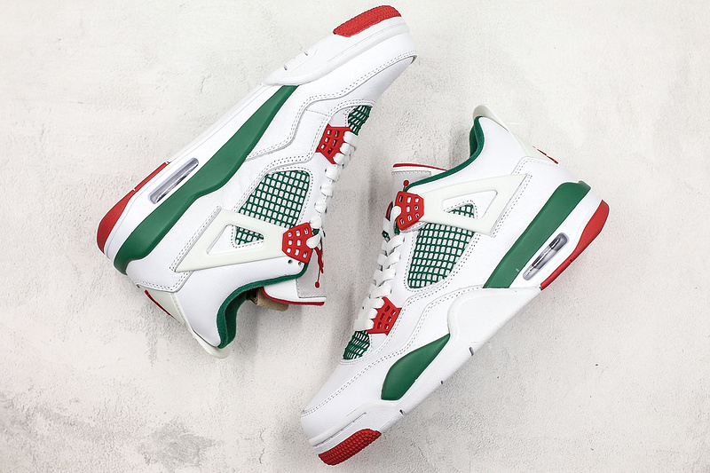 Nike Air Jordan 4 Retro White Green Red Sneakers