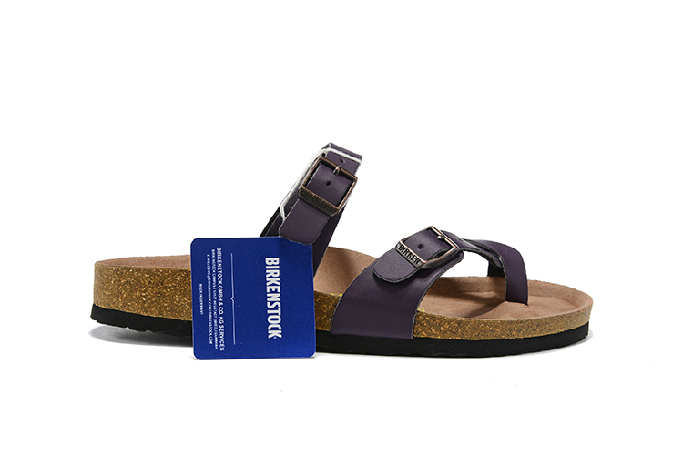 Birkenstock Two-Button Purple Ringfinger Matte Leather Slippers