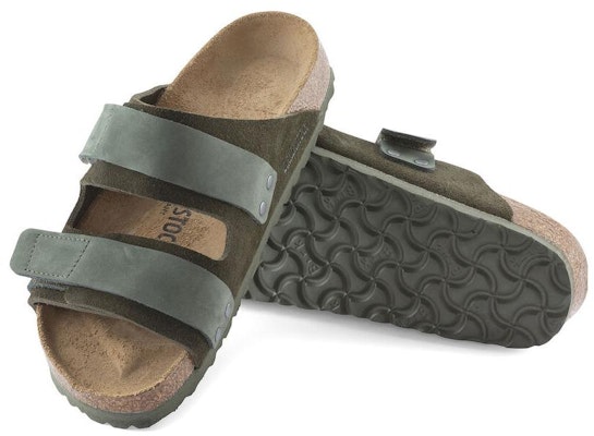 Birkenstock Uji Nubuck Leather Suede Thyme Olive Green 1024833 Fashion Slippers