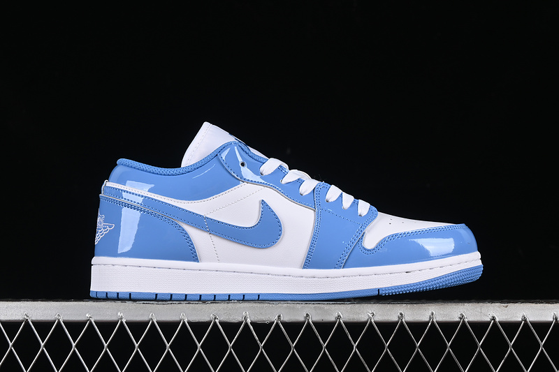 Nike Air Jordan 1 Low White Patent Leather Sky Blue Sneakers