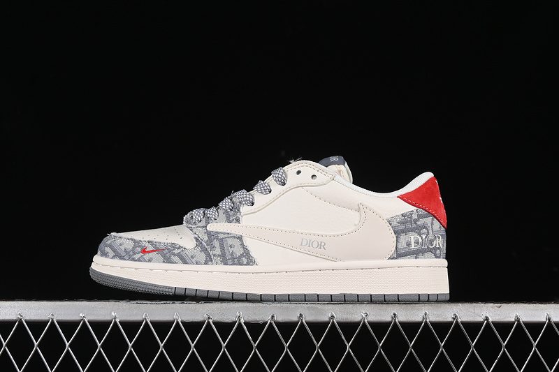 Nike Air Jordan 1 Low OG SP Off-White Travis Scott Fragment Design White Grey Sneakers