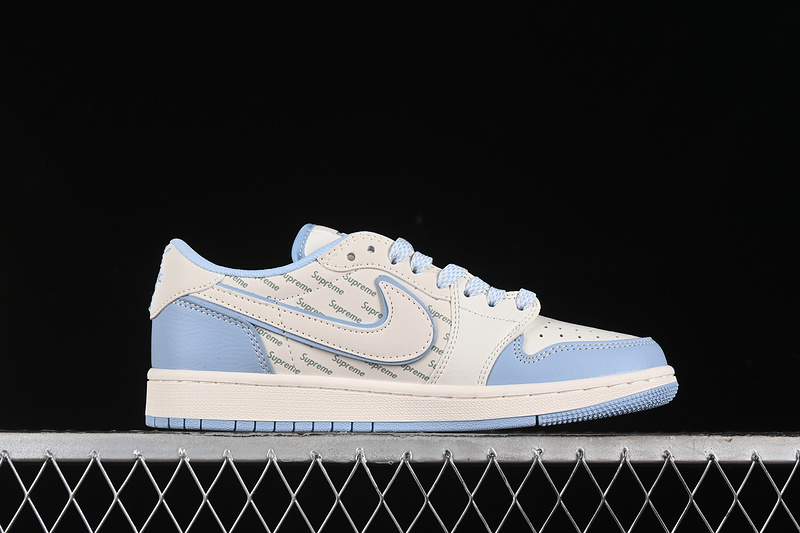 Nike Air Jordan 1 Low OG SP Travis Scott Fragment Design Supreme White Blue Sneakers
