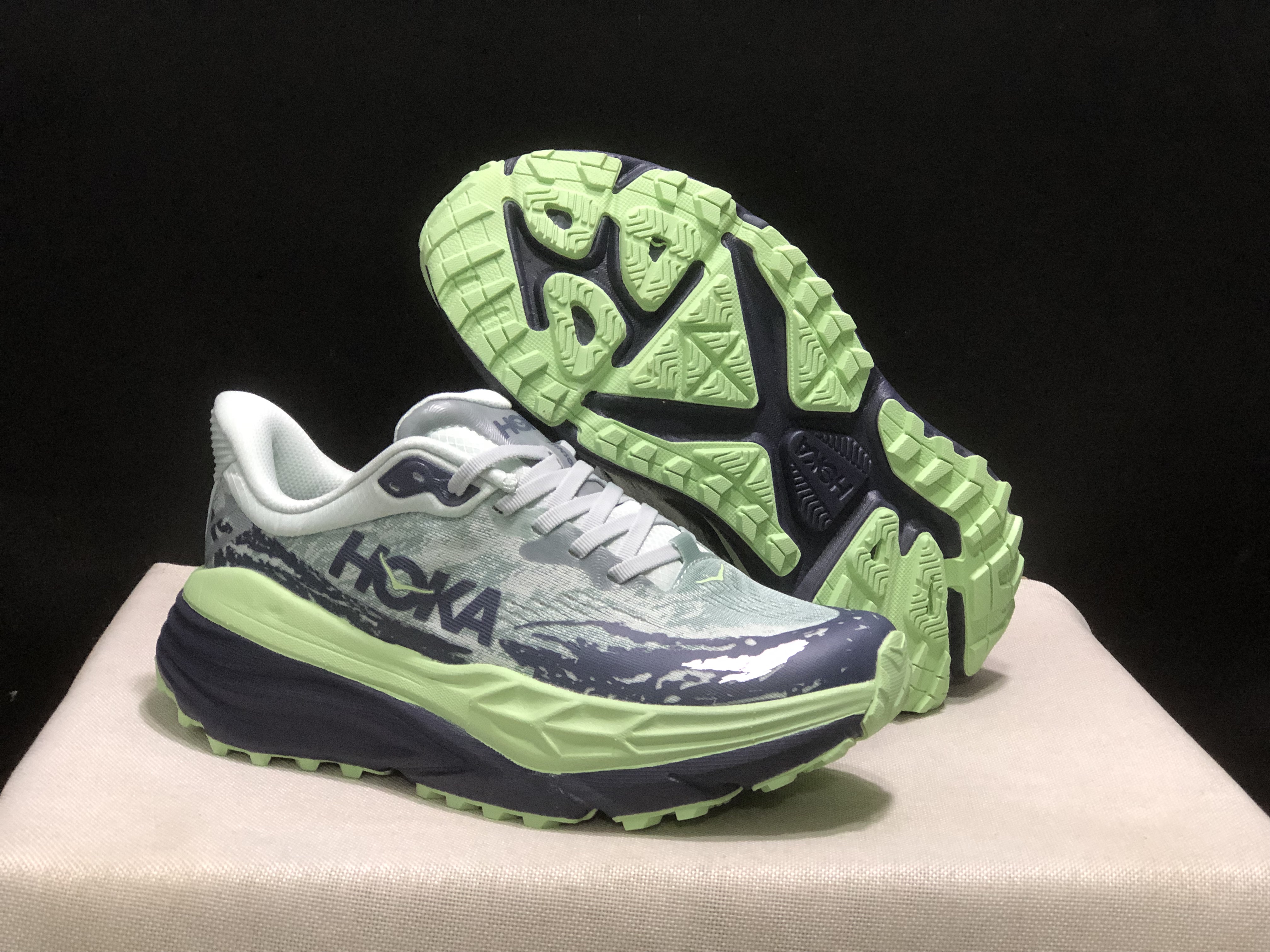 Hoka One One Stinson 7 Comfortable Anti-slip Running Shoes Camouflage/Light Green