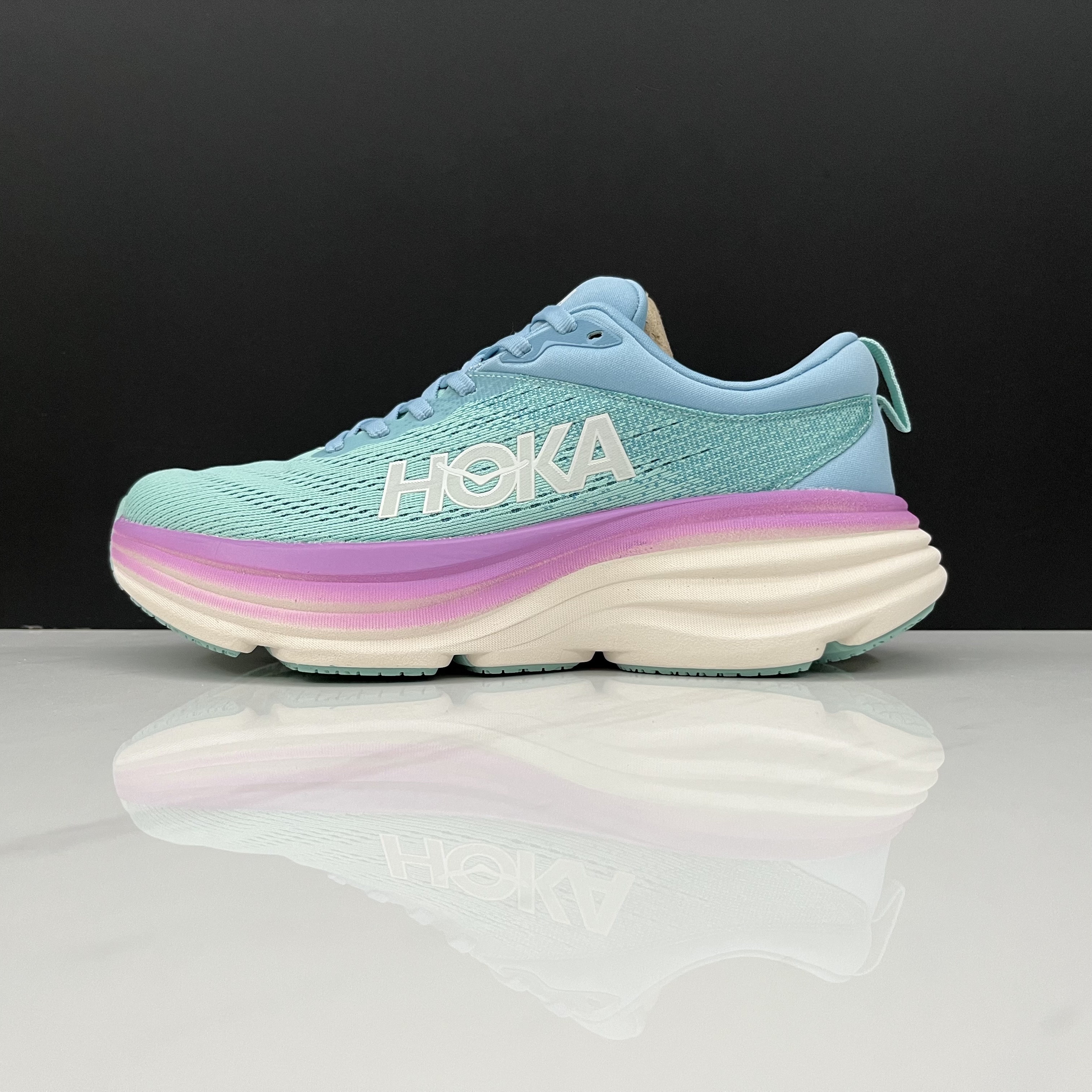 Hoka One One Bondi 8 Breathable Low-top Running Shoes Sneakers Blue Green