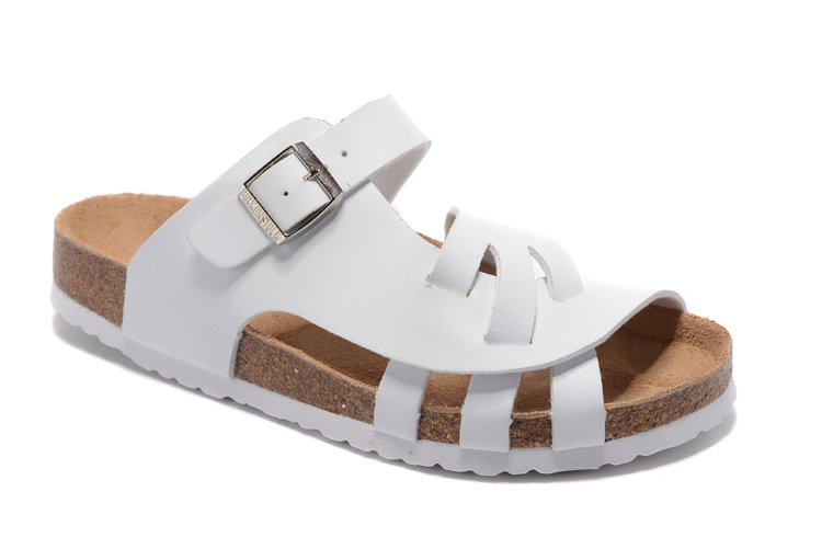 Birkenstock Single Button White Matte Leather Individuality Slippers
