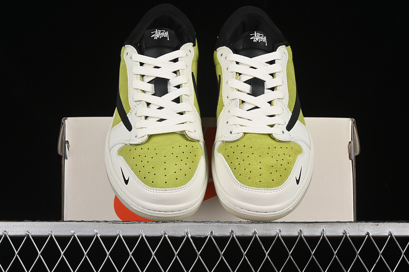 Nike Air Jordan 1 Low Travis Scott Fragment Design Black White Green Sneakers