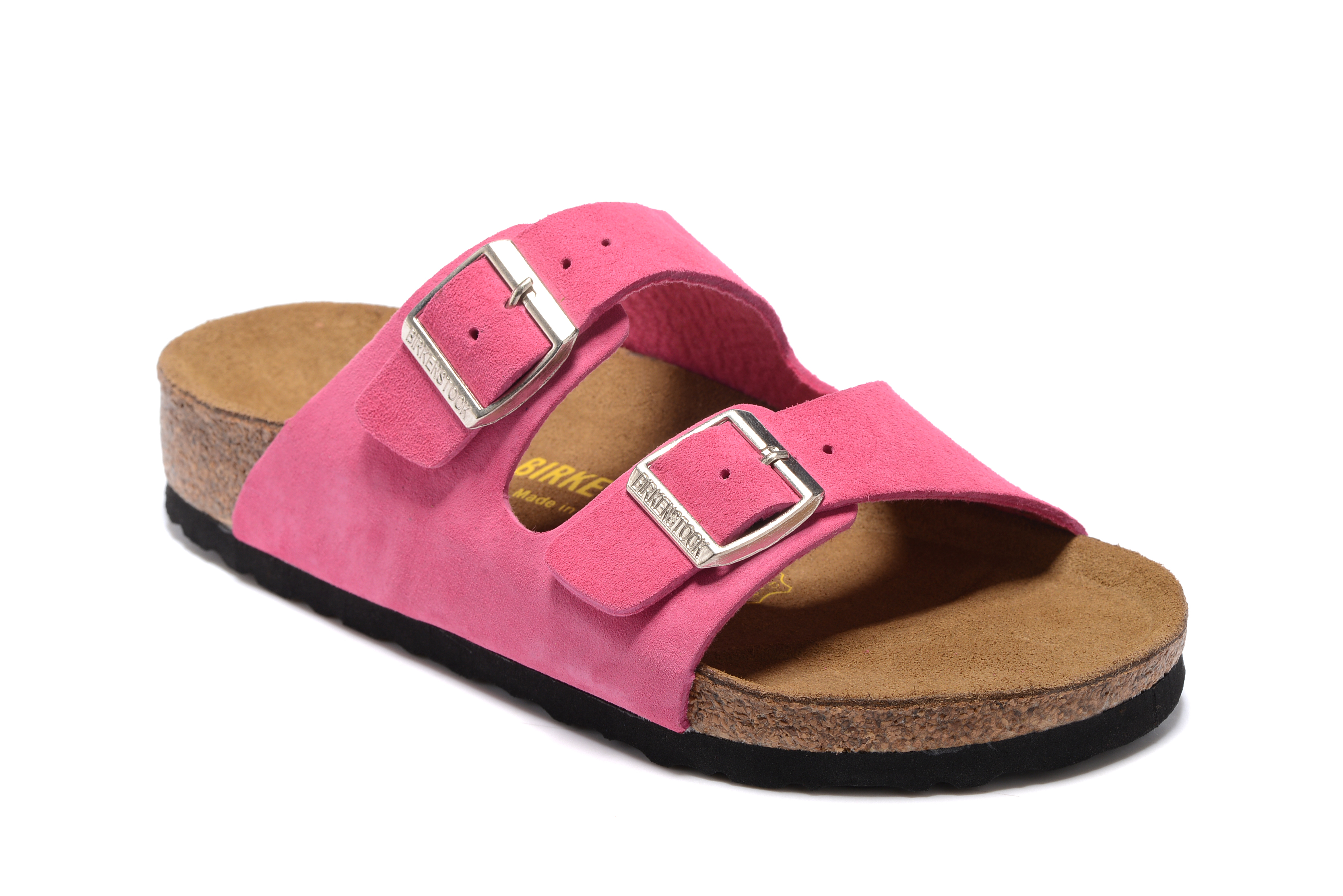 Birkenstock Arizona Rose Red Two Buckle Suede Leather Sandal