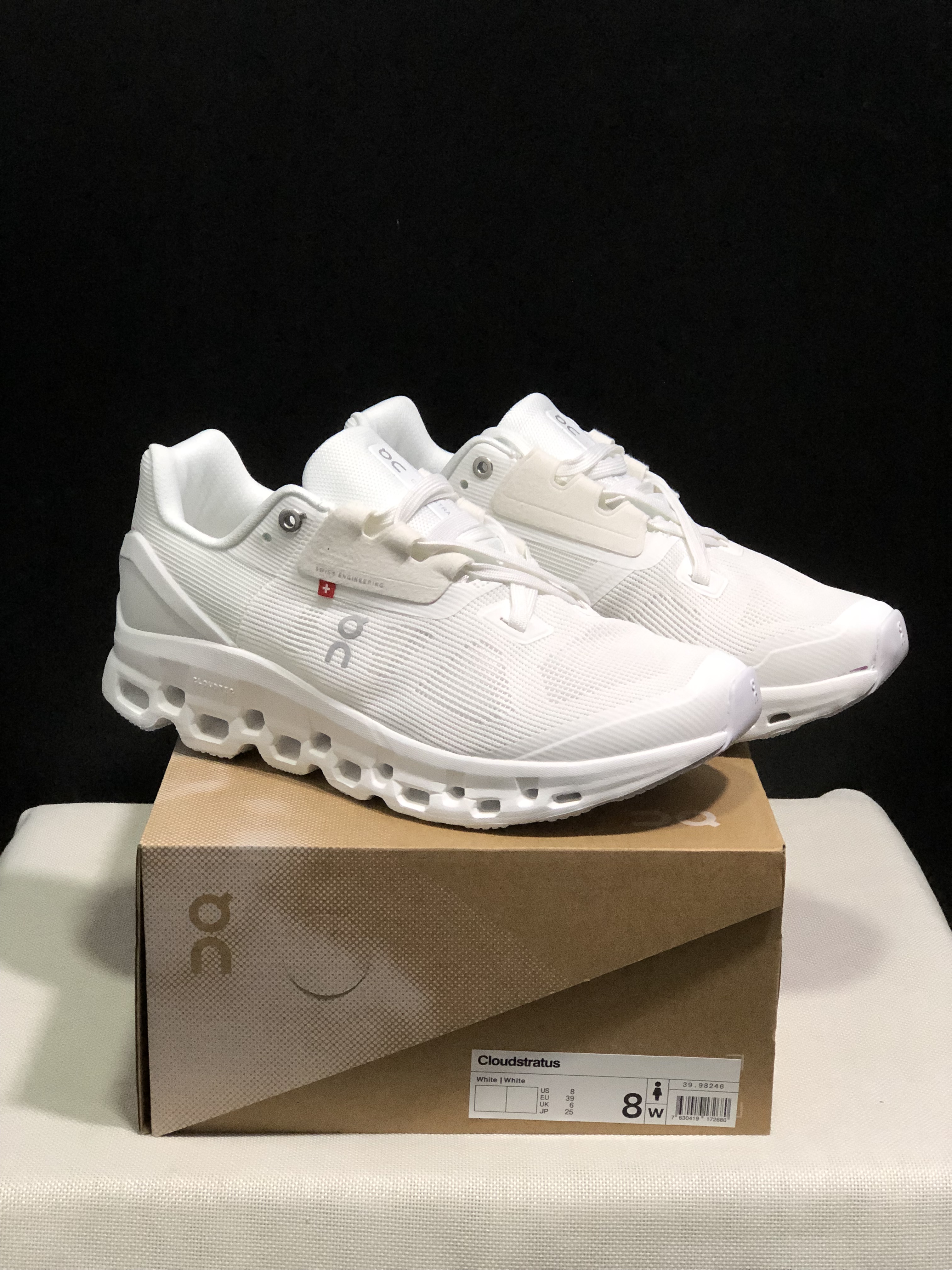On Running Cloudstratus Breathable Support Running Shoes All White